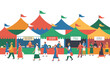 © Foysal - People walking at a food festival with colorful market stalls and tents
