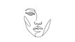 © cika - Minimalist Single Line Drawing of a Woman's Face, Elegant Abstract Portrait Art