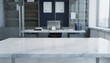 © Ryzhkov - Empty marble table with a polished cold surface in a blurred modern law office background with copy space for legal and professional services
