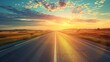 © Sunny_Hare - Sunrise over empty highway, hopeful journey theme.