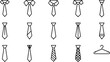© SARIFA - Business necktie and fashion apparel line icon set vector illustration featuring neckties clothing hangers shirts collars formal dress suit dress code style elements