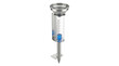 © Toufiqul - Metal rain gauge with a clear measuring cylinder and blue float for garden weather monitoring tool