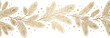 © MSTJOSNA - Elegant gold christmas pine tree branch seamless horizontal border pattern for luxury festive winter holiday decoration