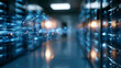 © Валентина Егоровна З - Collection and transfer data future technology cyber security concept with data center full of rack servers and supercomputers with high internet visualization, defocused data