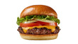 © Vincent - Isolated appetizing classic cheeseburger with juicy beef patty, fresh vegetables and melted cheese