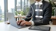 © NurFatimah - Businessman analyzing problem list on laptop screen, risk assessment, FMEA strategy, market analysis, competitor review, corporate planning
