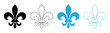 © SHAHIDA KHATUN - Fleur de lis icon set vector illustration. Royal lily symbol in filled and outline style.