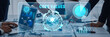 © InfiniteFlow - Modern business setting highlighting core values with a digital interface. Team members collaborate over a laptop displaying data analytics and graphs, emphasizing innovation. Trope