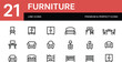 © MstHusna - Premium house furniture outline icon collection vector illustration featuring bedroom bed office desk living room sofa armchair graphics