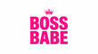 © Imtiaz - Bold bright hot pink text graphic design featuring the empowering phrase boss babe with a minimalist crown icon isolated on a clean white background for modern feminine entrepreneur branding projects