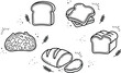 © MD - Bread loaf slice toast bakery sourdough wheat grain food breakfast snack organic sandwich fresh thin line vector icons
