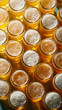 © Natallia - Overhead arrangement of frothy beer glasses filled with golden lager for Oktoberfest celebration
