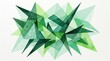 © M - Geometric triangles in varying shades of emerald and lime green watercolor paint form a complex crystalline structure that serves as a modern artistic background for professional design layouts.