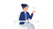 © Dinesh - Businesswoman pondering a problem, raising a question, illustrating a moment of thoughtful inquiry and decision-making
