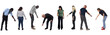 © Curto - group of people pointing fingers at the ground on white background