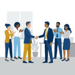 © reksary - Business professionals shaking hands and celebrating a successful agreement