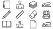 © Sugar - Stationery Icons Set: Notebook, Pencil, Ruler, Eraser, Binder Clips, Staplers, Backpack, Book