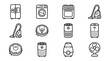 © keenan - Set of 12 Household Appliance Icons: Fridge, Washer, Oven, Vacuums, Robot Vac, Air Purifier, Speaker, Fan