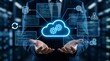 © emad - Cloud Native Development. Programmer Developing Applications for Cloud Computing with Cloud Icon and Source Code Illustrations on Screen