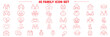 © Top - Modern family relationships icon set. Thin line vector illustration icons with editable stroke. Love, marriage, parenting, childhood, elderly care, emotional connection, conflict, and family support