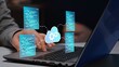 © Businesszon - Cloud native development. Programmer developing applications for cloud computing.