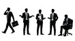 © nanda - Business Professionals Silhouettes in Various Poses on White Background.