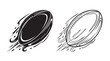 © Shamsul - rugby ball black silhouette with line art vector illustration