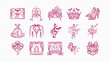 © HASNA - formal dance dress gown suit music mask ballroom doodle handmade ink scribble flat line art vector illustration icon bundle set calligraphy drawing design luxury events
