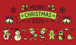 © brudaler46 - Merry Christmas 2026 greeting card design. Cute holiday vector illustration with festive characters.