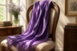 © Formoney - Purple silk throw draped over vintage upholstered chair indoors
