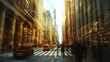 © Smart Future - Golden light bathes towering city buildings