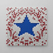 © peno - A high-end commercial stock image. A neat mosaic pattern made of white and red matte cubic blocks, perfectly forming a sharp, solid blue five-pointed star in the center. Completely clean composition