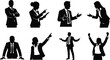 © MdSaiful - Professional business people silhouettes set featuring diverse corporate workers in various formal poses and office gestures