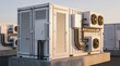© Explorer abandoned - Battery energy storage system container installed in an industrial facility for renewable power grid management