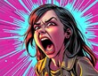 © GUST - Comic Style Screaming Woman in Bold Pop Art Explosion.
