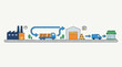 © Arfa - Supply chain and logistics process from factory to retail store illustration