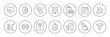 © GraphicGlow - Lifestyle-themed line icon set. Covers fitness, sports, wellness, the gym, health, physical training, weight loss, and more. Adjustable line thickness. Vector illustration.