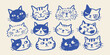 © Victoria - Cat Faces Doodle Set Hand Drawn Vector Illustration