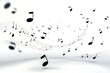 © Elena - Musical notes float gracefully against a clean, minimalist composition, notes of varying sizes and positions arranged in a harmonious, fluid rhythm.