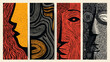 © AI PIC - Abstract Art Featuring Geometric Faces in Vibrant Colors on a Textured Background