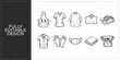 © Ashik  Khan - Casual fashion and everyday clothing doodle icons set featuring jackets and t-shirts for urban lifestyle and youth apparel retail branding design graphics set