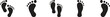 © methumahi - Pair of human feet. Foot print icon set. Human footstep vector sign. Set different human footprints.