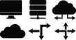 © Bahadur - Cloud computing and server data hosting network icon set featuring computer monitor storage database and arrows
