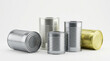 © ravindu - Five metal tin cans on a clean white background studio