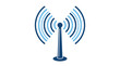 © studio bunik - 5G wireless signal tower icon with radiating waves. High-speed internet antenna for mobile network connectivity and telecommunication technology