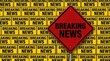 © ShahabudinKhan - Breaking News Red Diamond Sign on Yellow Background with Repetitive Breaking News Text
