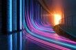 © Pisang - Data flow in futuristic server room with glowing neon lines
