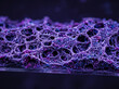 © VISUAL BACKGROUND - 3D render of a complex bacterial biofilm structure with microbes embedded in a purple matrix