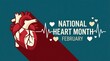 © AliHasan - National heart month february awareness campaign poster with february, national