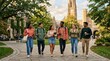 © mashimara - Diverse group of college students walking together on campus during autumn